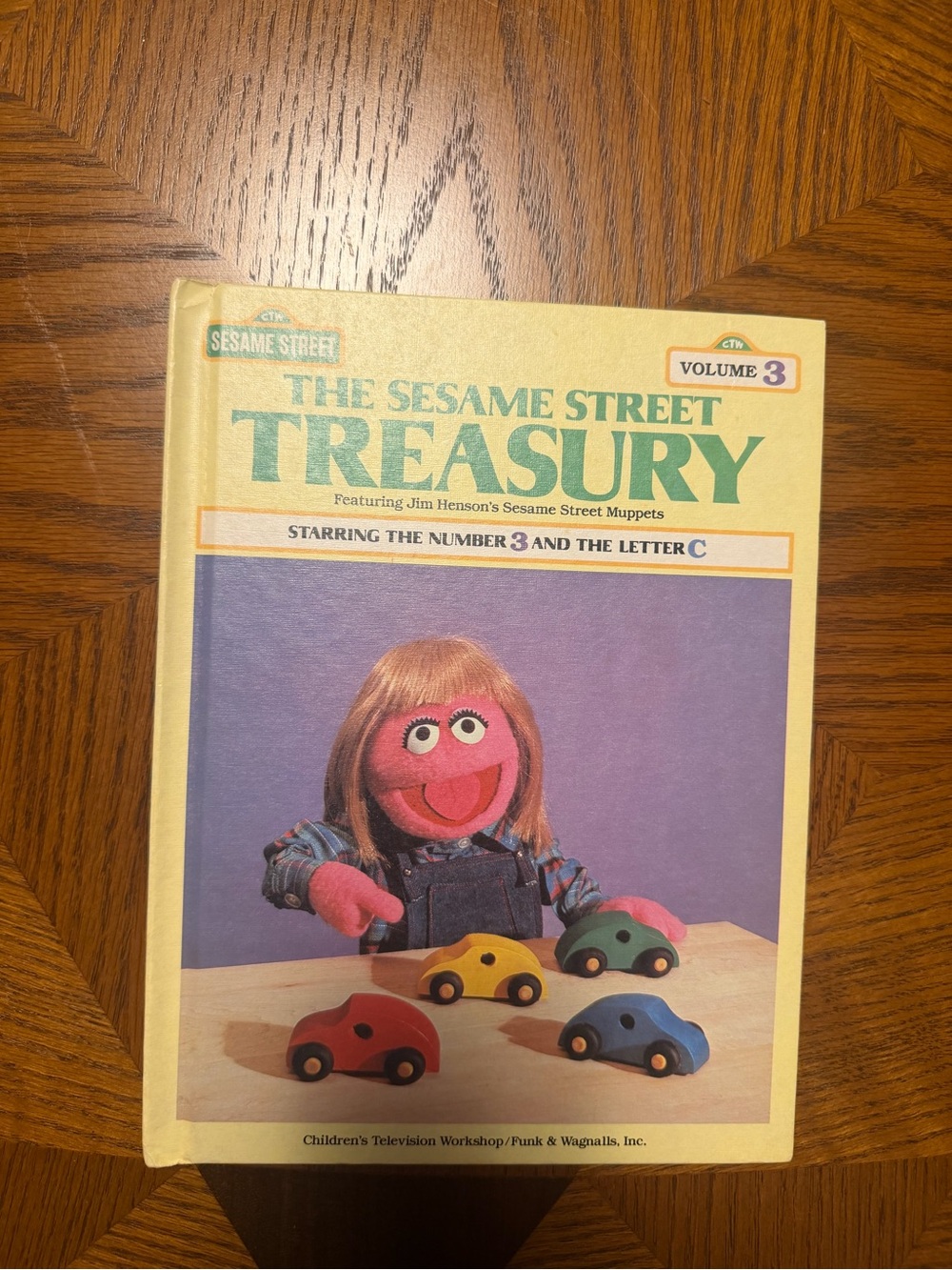 Sesame Street Treasury Volume 3 - Yellow Cover with Purple Panel and Pink Muppet